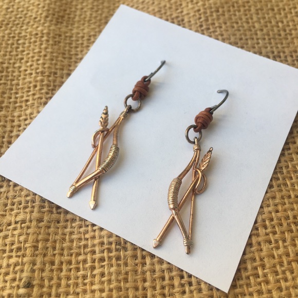 Fossil Rose Gold Bow and Arrow Earrings
